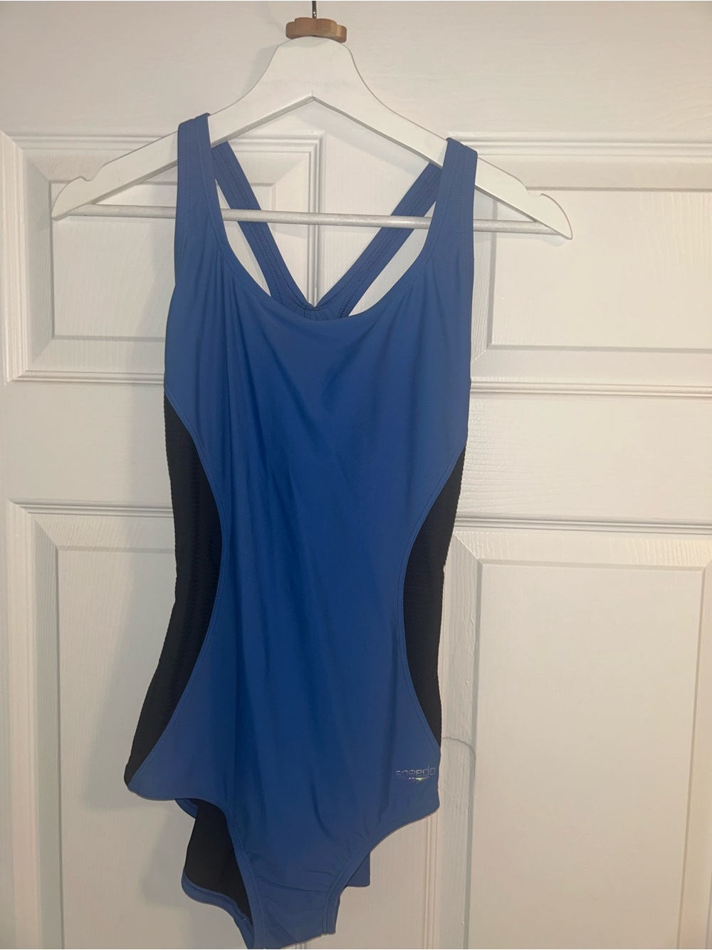 Speedo Blue One-Piece Swimsuit with Black Side Panels